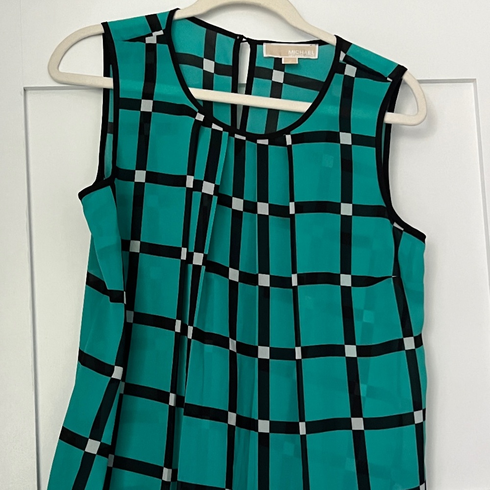 Michael Kors Green & Black Work Top - Size Small